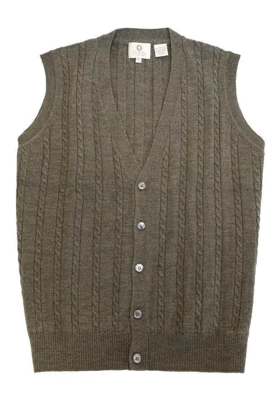 Viyella Stay Stylish and Cozy with our Extra Fine Merino Wool Cable Knit 5 Button Sweater Vest - Available in 11 Stunning Colors