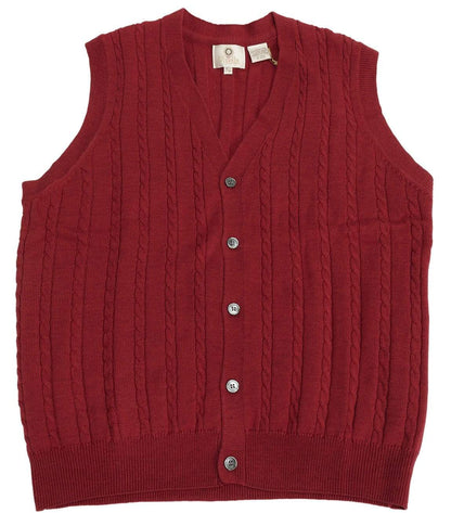 Viyella Stay Stylish and Cozy with our Extra Fine Merino Wool Cable Knit 5 Button Sweater Vest - Available in 11 Stunning Colors