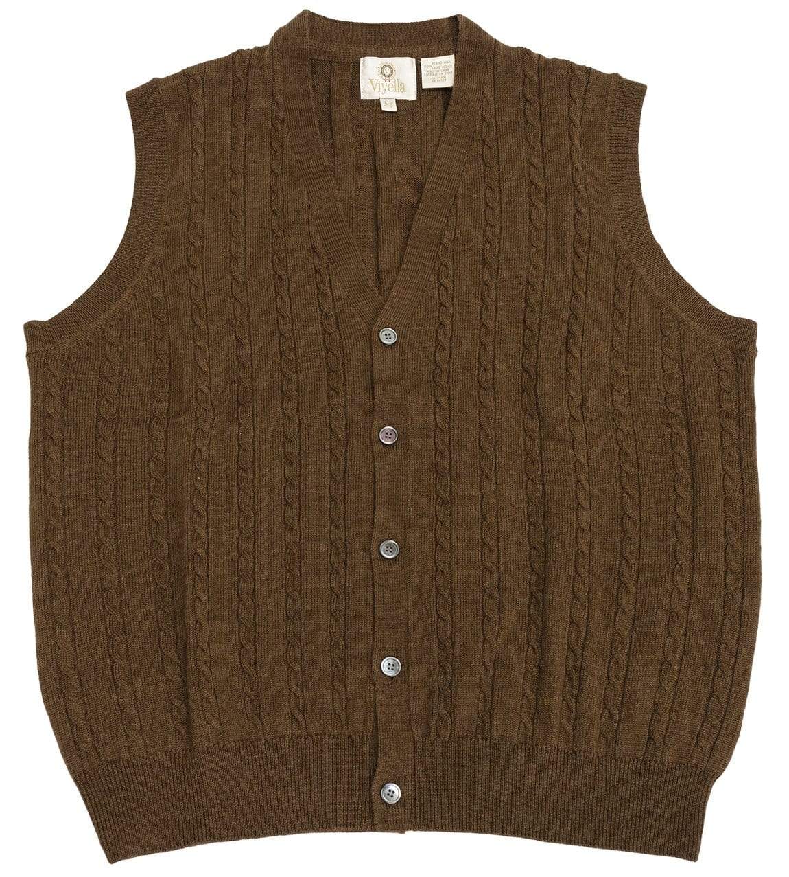 Viyella Stay Stylish and Cozy with our Extra Fine Merino Wool Cable Knit 5 Button Sweater Vest - Available in 11 Stunning Colors