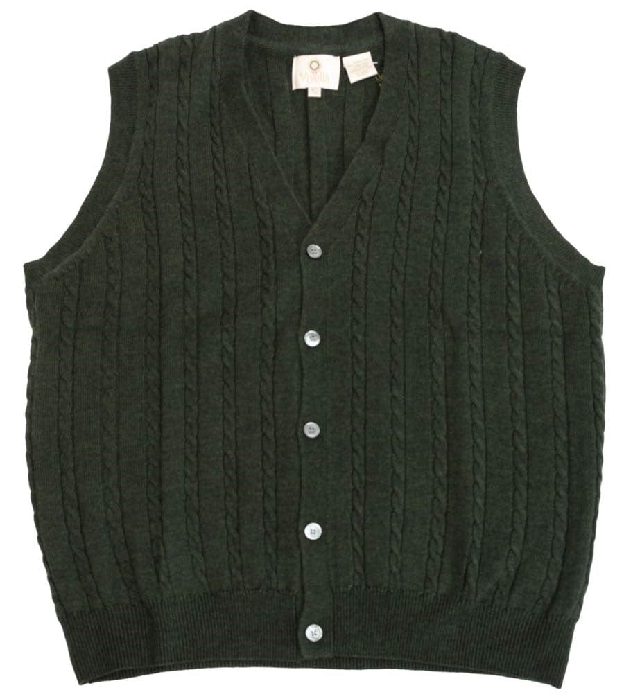 Viyella Stay Stylish and Cozy with our Extra Fine Merino Wool Cable Knit 5 Button Sweater Vest - Available in 11 Stunning Colors