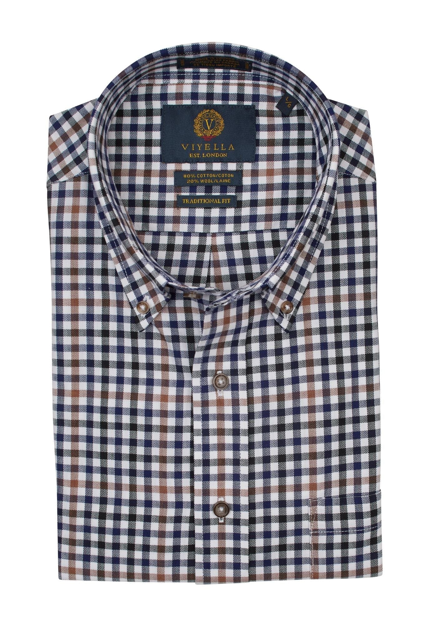 Viyella Stylish Natural Gingham Long Sleeve Button Down Shirts