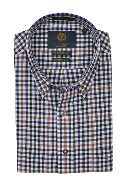 Viyella Stylish Natural Gingham Long Sleeve Button Down Shirts