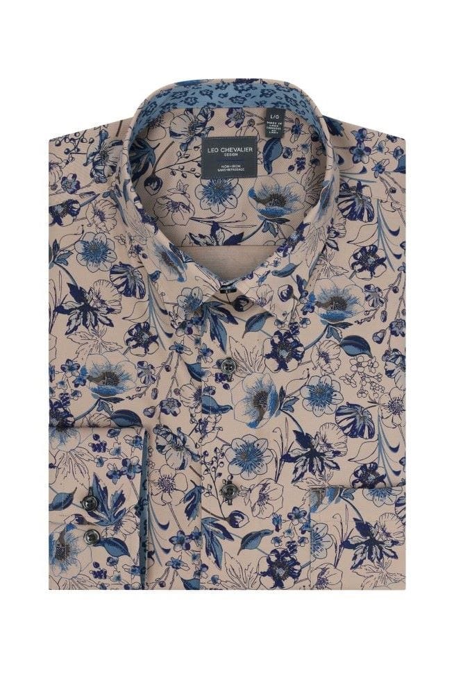 Leo Chevalier Earth Floral Print Shirts | Hidden Button-Down CollarThe Abbey Collections