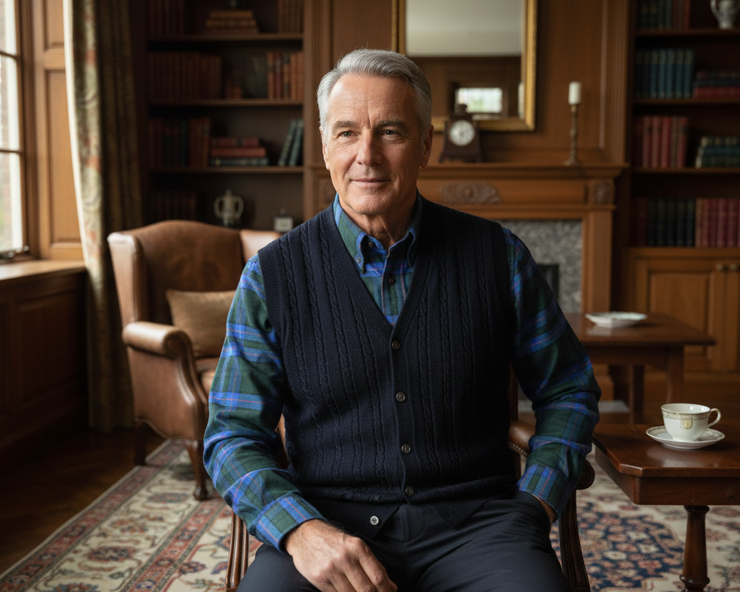 Viyella Stay Stylish and Cozy with our Extra Fine Merino Wool Cable Knit Button Sweater Vest - Available in 11 Stunning Colors