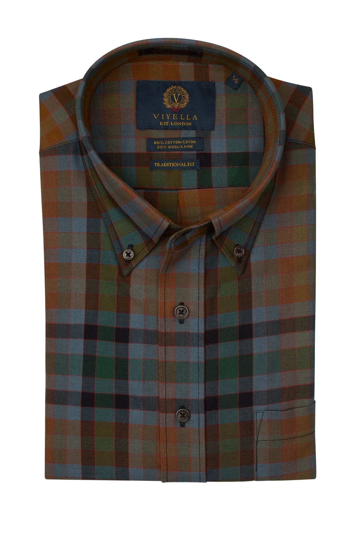 Viyella Sophisticated Rust Check Long Sleeve Button Down