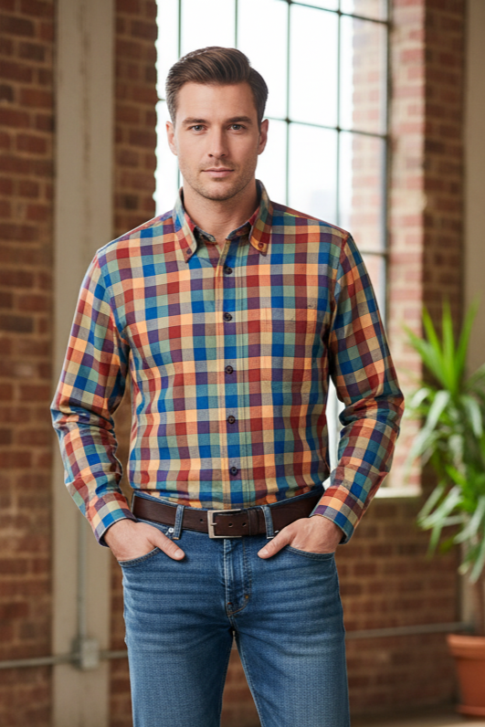 Viyella Canadian Made Viyella Multi Spice Check Button Down Shirts