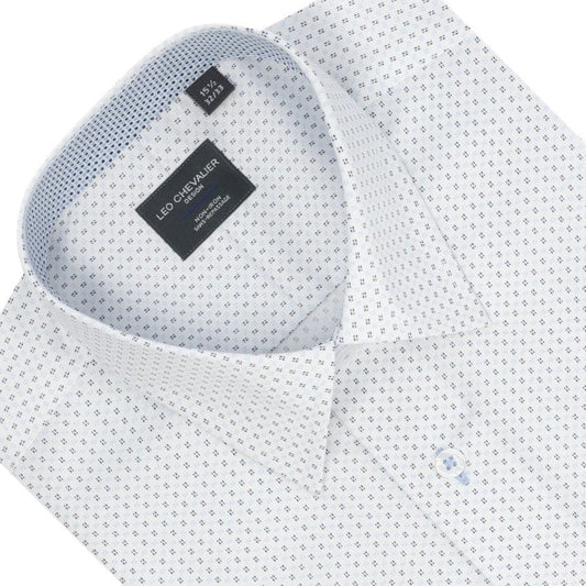 Leo Chevalier Design White 100% Cotton Non-Iron Long Sleeve Dress Shirts