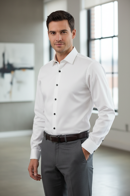 Leo Chevalier Design Upgrade Your Style in our Slim Fit 100% Cotton Non-Iron Dress Shirts Available in 10 Colors