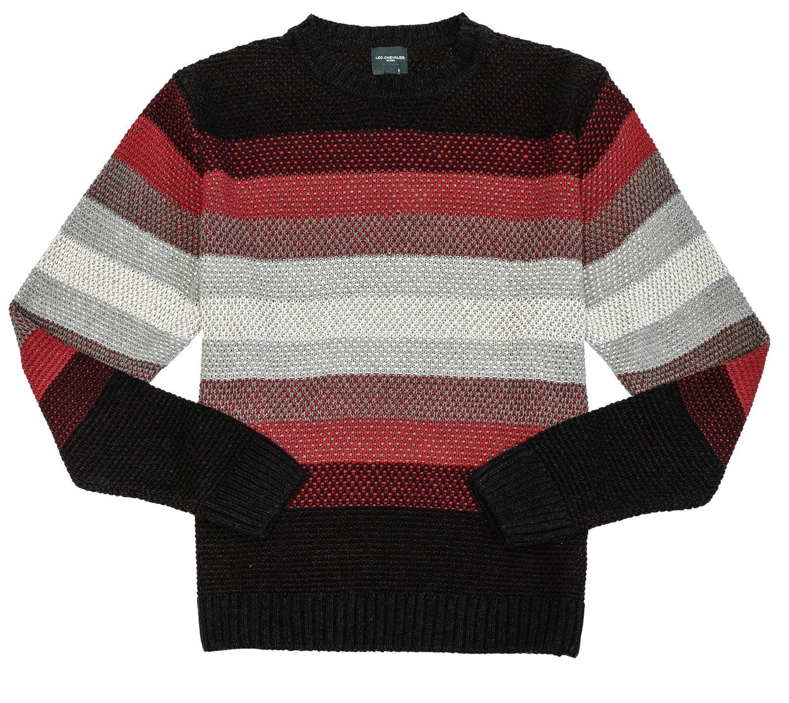 Leo Chevalier Design Wine Block Knit Crewneck Made In Italy