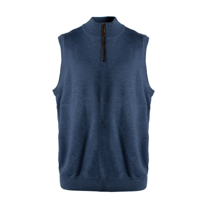 Viyella Zip Mock Neck Sweaters Vest in Extra Fine Merino Wool Available in 6 Colors